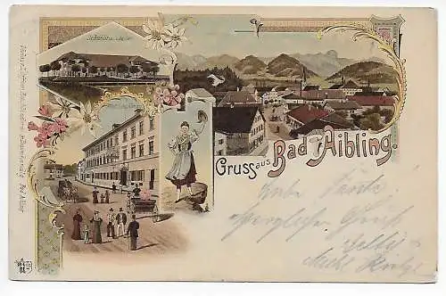 AK Gruss aus Bad Aibling, Litho-Karte 1899 nach München