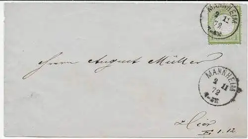 DR: Orts-Brief von Mannheim 1872