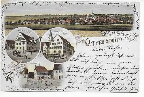 AK Gruss aus Ottmarsheim, 1899 nach Cleve