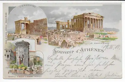 Griechenland: AK Souvenir d' Athenes 1901 nach Stade