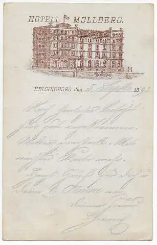 Schweden: Helsingborg 1893, Hotel Mollberg nach Krefeld