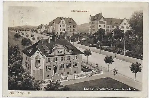 AK: Müllheim i. B. Landwirtschaftliche Kreiswinterschule 1913 nach Tailfingen