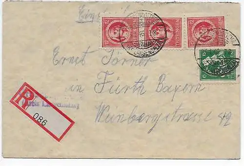 SBZ: Einschreiben Grossengottern/Langensalza 1946 nach Fürth