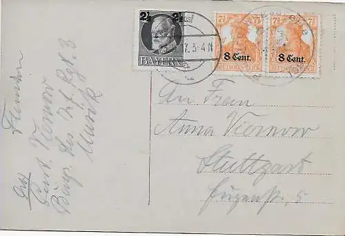 DR: Ansichtskarte Feldpost nach Stuttgart, 1917, Geld