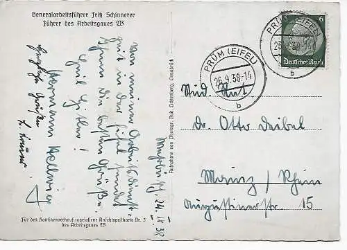 DR: Generalarbeitsführer Fritz Schinnerer von Prüm 1938 nach Mainz