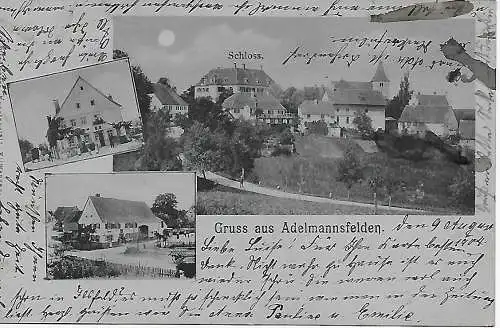 AK: Gruss aus Adelmannsfelden 1904nach Ottmarsheim