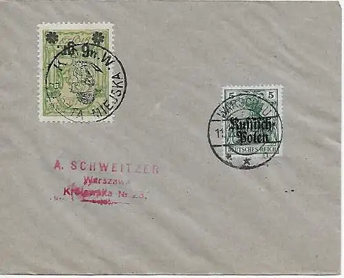 Besetzung I. WK Warschau:  1916 Stadtpost Warschau, philatelistisch