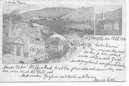 AK: Ingelfingen, 1911 nach Tailfingen/Balingen