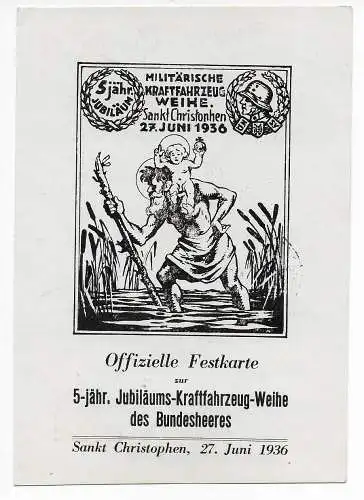 Österreich:Militärische Kraftfahrzeug-Weihe Flugpost Wien-Salzburg Vignette 1936