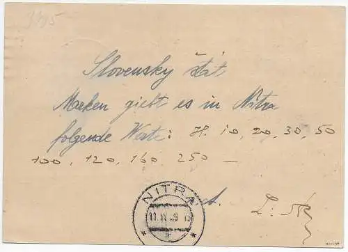 DR und Tschecheslowakei: Antwort Ganzsache als Einschreiben Nitra, auffrankiert