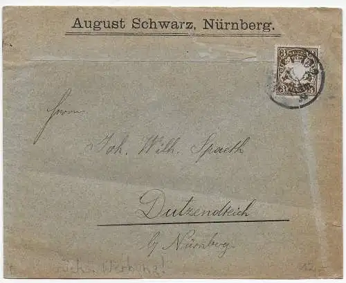 Brief Nürnberg, Firmenumschlag nach Dutzendteich, 1899, Feilenfabrik Esslingen