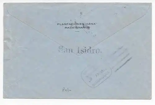 Guatemala: Mazatenango, San Isidro, air Mail 1932 to Wiesbaden