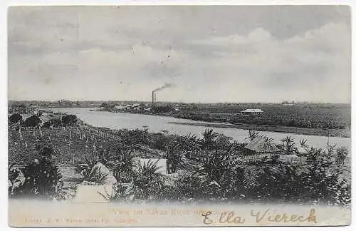 AK: Fidschi, Navua River 1907 nach Tirlemont/Belgien