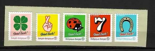 Belgien: Glücksbringer, 5 Briefmarken postfrisch, #4406-4410