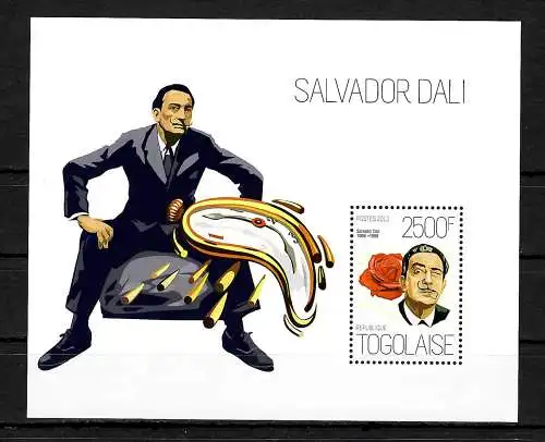 Togo: Salvador Dali, Briefmarken Block, postfrisch