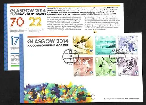 GB: Glasgow 2014, Commonwealth Games, Tennis, bicycle, ...FDC