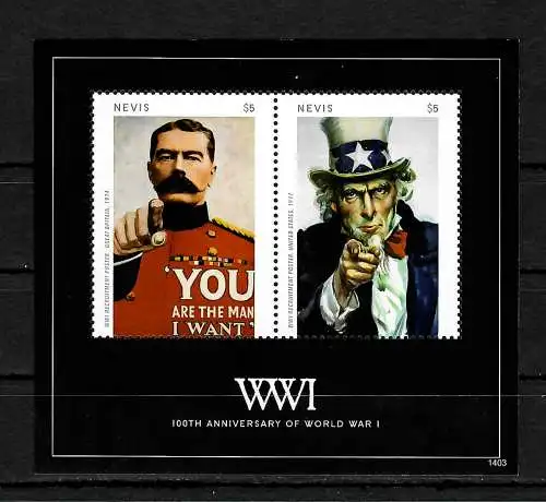 Nevis: 100th Anniversary of World War I - You are the man I want, postfrisch