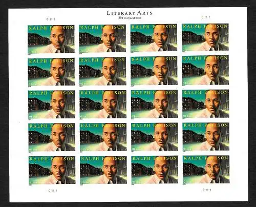 USA: 2014 Literary Arts, Ralph Ellison, 29th in a Series, sheet, mnh