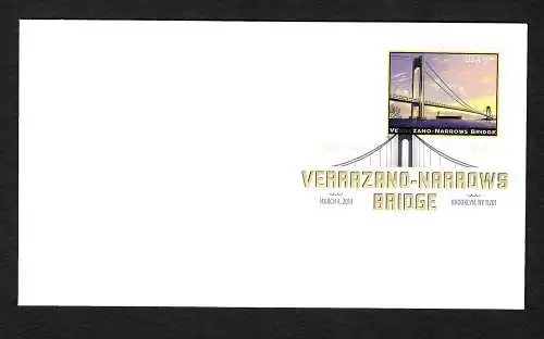 USA: Verrazano-Narrows Bridge, 2014, FDC Brooklyn NY, colored cancel