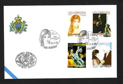 San Marino: Gina Lollobrigida, 2007, FDC