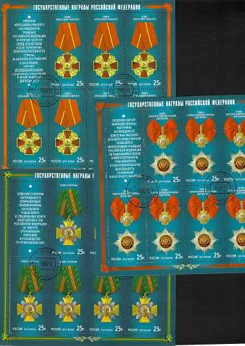 Russland: Orden der russischen Förderation, gestempelt - 3x Kleinbogen