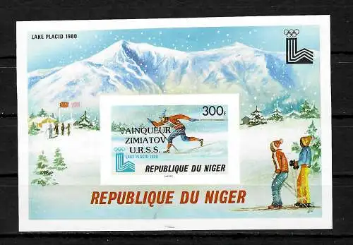 Niger: Olympische Winterspiele Lake Placid 1980  #705, Block #28B, Aufdruck