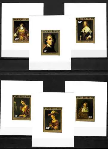Niger: 375. Geburtstag von Rembrandt, 6x Briefmarken postfrisch #730-735, Blocks