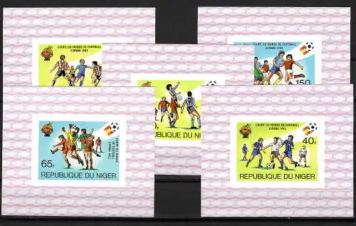 Niger: Fußball WM 1982, Spanien  #767-771, postfrisch, 5x Blocks