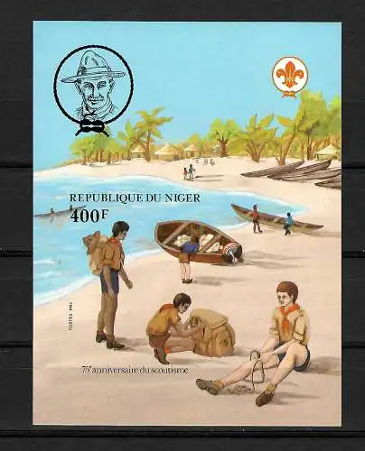 Niger: 75 Jahre Pfadfinderbewegung, Boy Scout, , #800, Block #37B, postfrisch