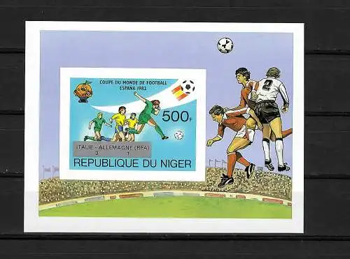 Niger: Gewinner Fußball WM 1982, Aufdruck #819, Block #39B, postfrisch