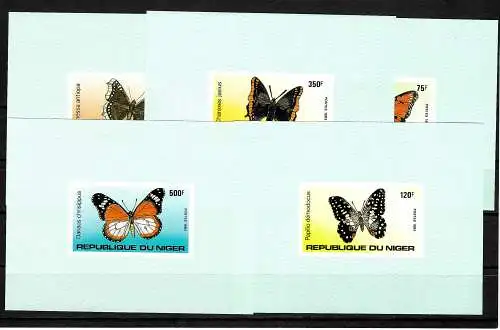 Niger: Schmetterlinge, Butterfly, Papillon,  #867-871, postfrisch 5x Blöcke