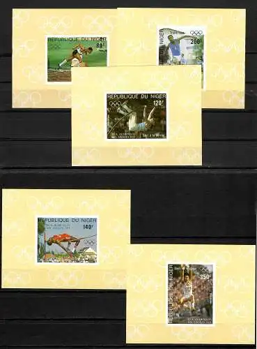 Niger: Olympische Sommerspiele 1984 Los Angeles #875-880, postfrisch, 5x Blöcke