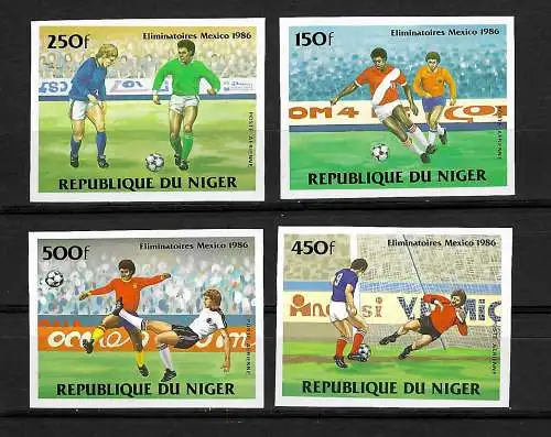 Niger: Fußball WM Mexico 1986, #908-911, postfrisch