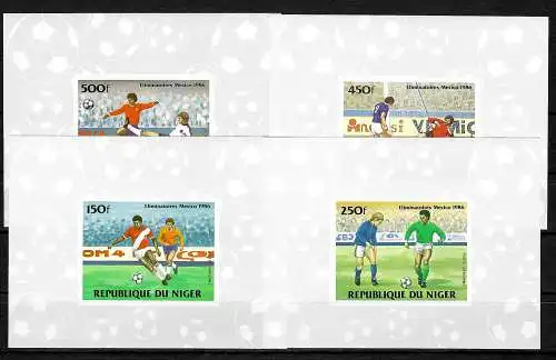 Niger: Fußball WM Mexico 1986, #908-911, postfrisch, 4x Blocks