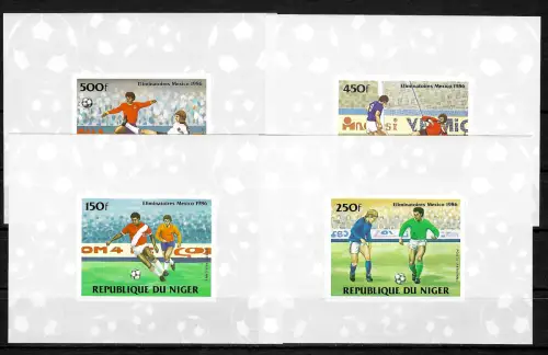Niger: Fußball WM Mexico 1986, #908-911, postfrisch, 4x Blocks
