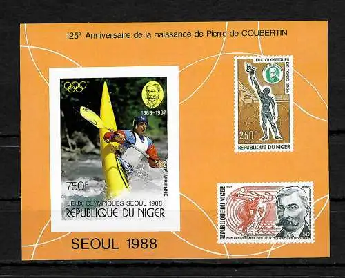 Niger: Olympische Sommerspiele 1988 Seoul #1053, Block #53B, postfrisch