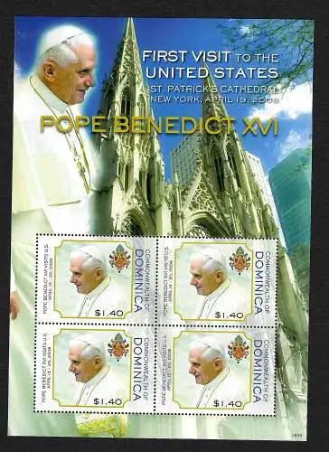 Dominica: Papst Bendedict XVI, First visit to the US, St. Patricks Cathedral NY