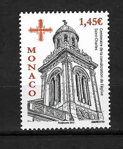 Monaco: 100. Jahrestag der Kirche St. Charles, #3102, postfrisch