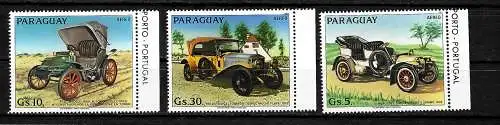 Paraguay: Vintage cars, Oldtimer, #3640-3642, postfrisch