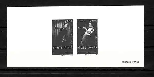 Frankreich/USA: Miles Davis + Edith Piaf, Schwarzdruck Block