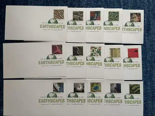 USA: Earthscapes, 15x FDC, colored cancel