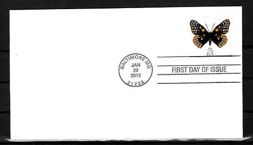 USA: Baltimore 2012, Schmetterling, Butterfly, FDC