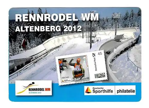 Bund: Markenheftchen für den Sport, Sportphilatelie Rennrodel WM Altenberg 2012