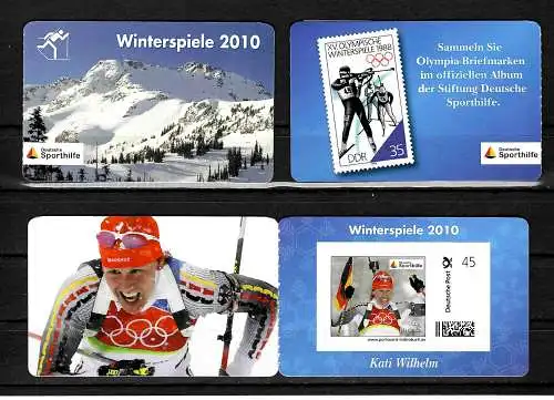 Bund: Markenheftchen Winterspiele 2010, Biathlon, Kathi Wilhelm, postfrisch