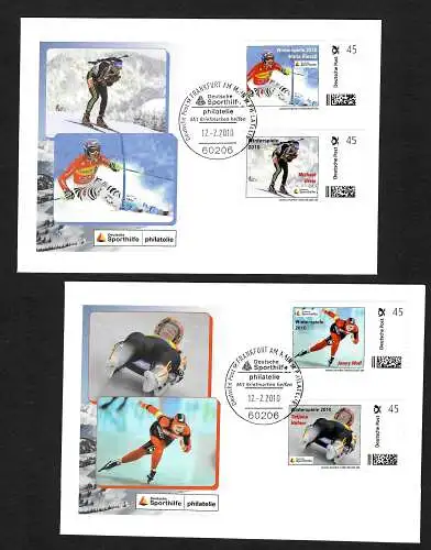 Bund: Winterspiele 2010, Olympia-Gewinner, 2 Belege 2010, Sporthilfe