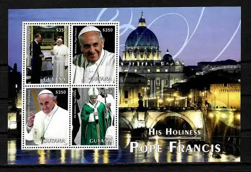 Guyana: Papst Franziskus, Block postfrisch