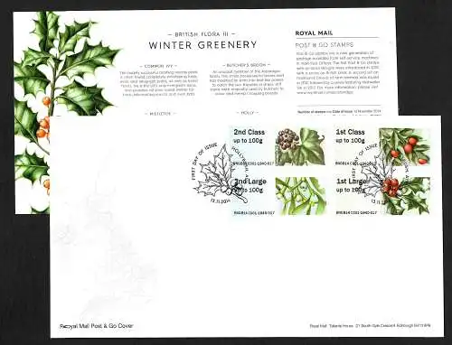 GB: Winter Greenery, British Flora, 1st class, FDC