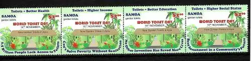 Samoa Welt-Toiletten-Tag, 4 Briefmarken im waagrechten Streifen 2014, postfrisch