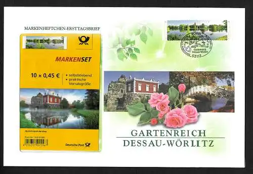 Bund: Gartenteich Dessau-Wörlitz, 2018, FDC aus Markenheftchen