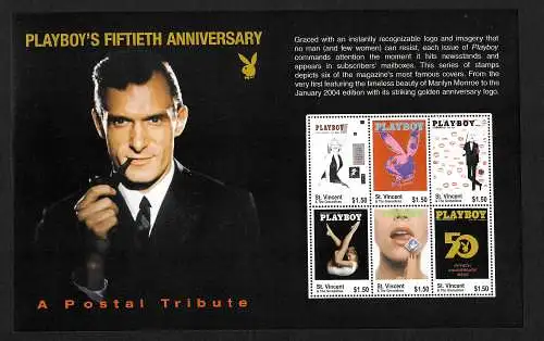 St. Vincent&Grenadinen: Playboy's Fiftieth Anniversary, a postal tribute, mnh